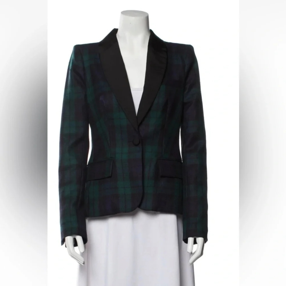 A.L.C. 100% Wool Silk Lined Tartan Blazer 6